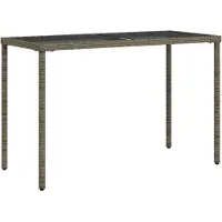 Syfax Gartentisch mit Glasplatte Grau 115x54x74 cm Poly Rattan