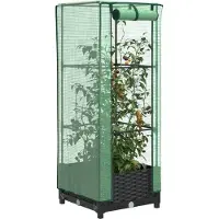 vidaXL Hochbeet mit Gewächshaus-Aufsatz Rattan-Optik 40x40x123 cm, Gabionen 2024 Neu DesignMöbel