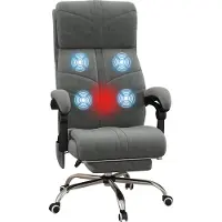 Vinsetto Massage- und Heiz-Bürostuhl, verstellbarer Computerstuhl, 5 Rollen, mit Fußstütze, Samtbezug, modernes Design, Grau