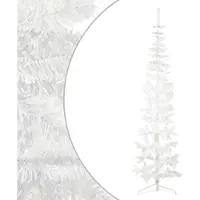 Syfax Künstlicher Halb-Weihnachtsbaum mit Ständer Schlank Weiß 240 cm