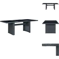 vidaXL Gartentisch Dunkelgrau Poly Rattan und Hartglas - Gartentische