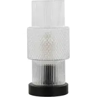 HOME DELUXE Kleine Tischlampe aus Glas YUKI - Transparent | Tischleuchte Schreibtischlampe Nachttischlampe