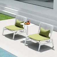 FlexiSpot Gartentisch ideal für den Außenbereich, wetterfest & langlebig, stabiler Rundsockel, verstärkter Stahlrahmen, bis 20 kg belastbar Weiß