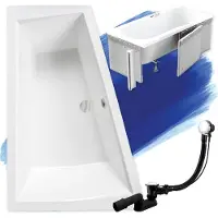 Badland Eckbadewanne Rechteck Badewanne Intima für zwei Personen LINKS 180x125 mit Ablaufgarnitur, Füßen und Styroporverkleidung GRATIS ohne Kopfstützen