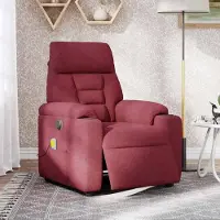 vidaXL Eleganten-Stil Massagesessel 1 pc - Wohnzimmerstuhl - Liegestuhl bis 150kg - Elektrisch Weinrot Stoff - Fernseh- & Relaxsessel - Möbel26