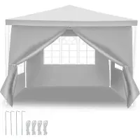 TolleTour Pavillon Polyethylen Stahlrohre – s Partyzelt aus Polyethylen und Stahlrohren, praktisches Gartenzelt Weiß 3x3m