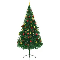 Prolenta Maison Exclusive - Künstlicher Weihnachtsbaum mit Beleuchtung & Kugeln Grün 210 cm
