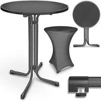 Tillvex Gastro Stehtisch klappbar Ø80cm anthrazit | Bistrotisch FERTIG MONTIERT | Klapptisch rund - wetterfester Partytisch | Gartentisch Indoor & Outdoor