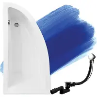 Badland Eckbadewanne Badewanne Praktika LINKS 140x70 mit Ablaufgarnitur und Füßen GRATIS ohne Verkleidung
