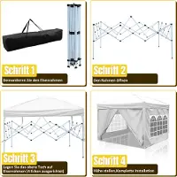 Izrielar 3x3m Pavillon Faltpavillon mit 4 Seitenwänden Tasche Wasserdicht UV-Schutz 50+ Pop-Up Gartenpavillon Gartenzelt Partyzelt Weiß