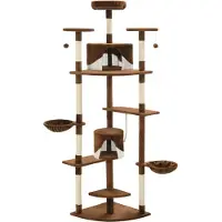 Syfax Katzen-Kratzbaum mit Sisal-Kratzsäulen 203 cm Braun und Weiß