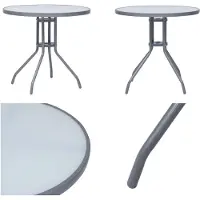 vidaXL Gartentisch Hellgrau 80 cm Stahl und Glas - Gartentisch - Gartentische - Beistelltisch - Beistelltische
