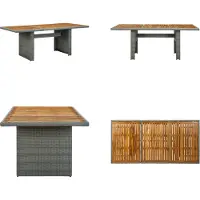 vidaXL Gartentisch Hellgrau Poly Rattan und Akazie Massivholz - Gartentisch - Gartentische - Tisch - Tische
