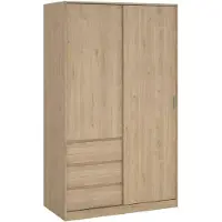Dmora Kleiderschrank 2 Türen Clemence, Schlafzimmermöbel, Schrank, Garderobe, 119x60 h200 cm, Eiche