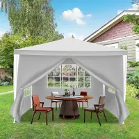HENGDA Pavillon Gartenzelt – Gartenpavillon, Bierzelt für Märkte und Partys, ideal für Hochzeiten Weiß 3x3m