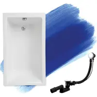 Badland Badewanne Rechteck Capri 100x70 mit Ablaufgarnitur und Füßen GRATIS ohne Verkleidung