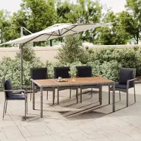 Prolenta Maison Exclusive - Gartentisch mit Holzplatte Grau Poly Rattan & Massivholz Akazie