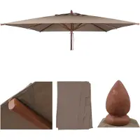 Mendler Ersatz-Bezug für Gastronomie Holz-Sonnenschirm MCW-C57b, Sonnenschirmbezug, eckig 3x3m Polyester taupe