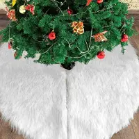 Jiubiaz Weihnachtsbaumdecke Christbaumdecke Weißes hochwertiger Plüsch + Vliesstoff für Weihnachtsbaumdekoration 122cm