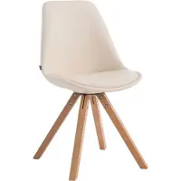 CLP Laval Besucherstuhl - Quadratisch - Kunstleder, Farbe:Creme, Gestellfarbe:natura