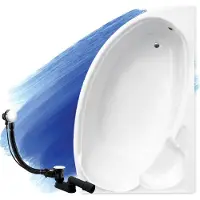 Badland Eckbadewanne Badewanne Finezja RECHTS 140x95 mit Ablaufgarnitur und Füßen GRATIS ohne Verkleidung
