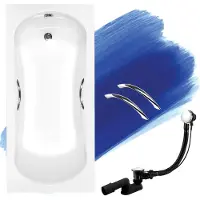 Badland Badewanne Rechteck Aria Plus 130x70 mit Ablaufgarnitur, Handgriffen und Füßen GRATIS ohne Verkleidung