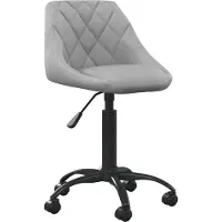 Syfax Bürostuhl Hellgrau Samt, Höhenverstellbar, Drehbar, mit Rollen, Gasfeder, 67,5-79 cm Höhe