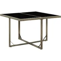 Syfax Gartentisch Grau 109x107x74 cm Poly Rattan und Glas