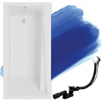 Badland Badewanne Rechteck Elza 140x70 mit Ablaufgarnitur und Füßen GRATIS ohne Verkleidung