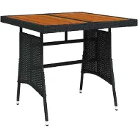 Syfax Gartentisch Schwarz 70x70x72 cm Poly Rattan & Massivholz Akazie