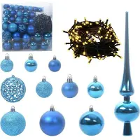 vidaXL Weihnachtskugel-Set mit 300 LEDs 120 pcs Blau Kunststoff