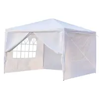 FCH 3 x 3 m Garten Pavillon mit 4 Seitenteilen tragbares wasserdichtes Zelt mit Spiralschläuchen, weiß