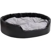 Syfax Hundebett Schwarz-Grau 99x89x21 cm Plüsch und Kunstleder