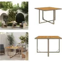 vidaXL Gartentisch Beige 109x107x74 cm Poly Rattan & Massivholz Akazie - Gartentisch - Gartentische - Tisch - Esstisch