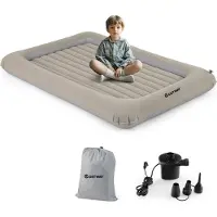 StarTech.com Aufblasbares Reisebett - 2‑in‑1 Campingbett - Luftmatratze mit Elektropumpe - Tragetasche - Reparaturset - Hellgrau