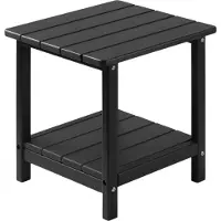 StarTech.com Kunststoff Beistelltisch 45x38x44 cm, HDPE Gartentisch, Balkontisch mit 2 Ablagen, Nachttisch, Schwarzer Couchtisch, Dekotisch für Terrasse, Pool, Strand, Veranda, Garten
