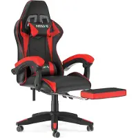 Bigzzia Gaming Stuhl mit Fußstütze - Gamer Stühle Ergonomisch mit Lendenkissen + Kopfstütze Gaming Chair Höhenverstellbar Computerstuhl für Erwachsene Mädchen Junge, Rot