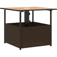 Syfax Gartentisch mit Schirmloch Braun 55x55x46,5 cm Poly Rattan