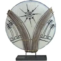 SIMANDRA Deko-Leuchte Stimmungsleuchte asiatische Lampe Stehleuchte Tischleuchte Tischlampe Bali Asia PALME weiß groß 46 cm