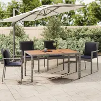 Prolenta Maison Exclusive - Gartentisch mit Holzplatte Grau Poly Rattan & Massivholz Akazie