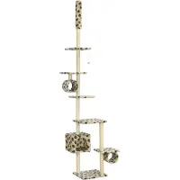 Syfax Katzenbaum mit Sisal-Kratzsäulen 260 cm Beige Pfoten-Muster