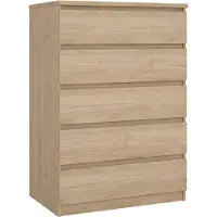 Dmora Kommode Georgette 77x50x111,3h cm Braun 5 Schubladen