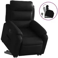 Syfax Relaxsessel mit Aufstehhilfe Schwarz Kunstleder
