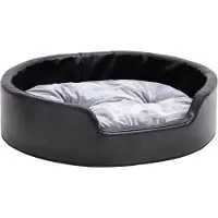 Syfax Hundebett Schwarz-Grau 69x59x19 cm Plüsch und Kunstleder