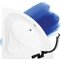 Badland Eckbadewanne Badewanne Mia 130x130 mit Ablaufgarnitur und Füßen GRATIS ohne Verkleidung