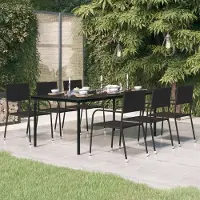 vidaXL "2026 Promotion" Garten-Esstisch Schwarz 200x100x74 cm Stahl und Glas - Gartentische CC4615