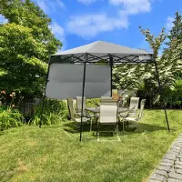 Costway Gartenpavillon Faltpavillon Partyzelt Gartenzelt mit Tasche, Metall Pavillon für Camping, Party, Barbecue 181x181x210cm (Grau)