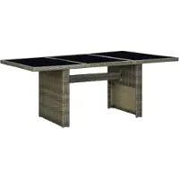 Syfax Gartentisch Braun Poly Rattan und Hartglas