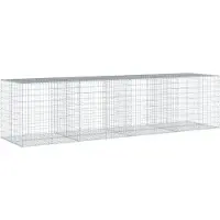 vidaXL Gabione mit Deckel 400x100x100 cm Verzinktes Eisen