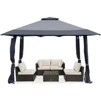 StarTech.com Gartenpavillon - Faltbares Partyzelt - Doppeldach - Wasserdicht - Winterfest - UV-Schutz 50+ - Oxford-Gewebe - Mit Rollen - Hellgrau